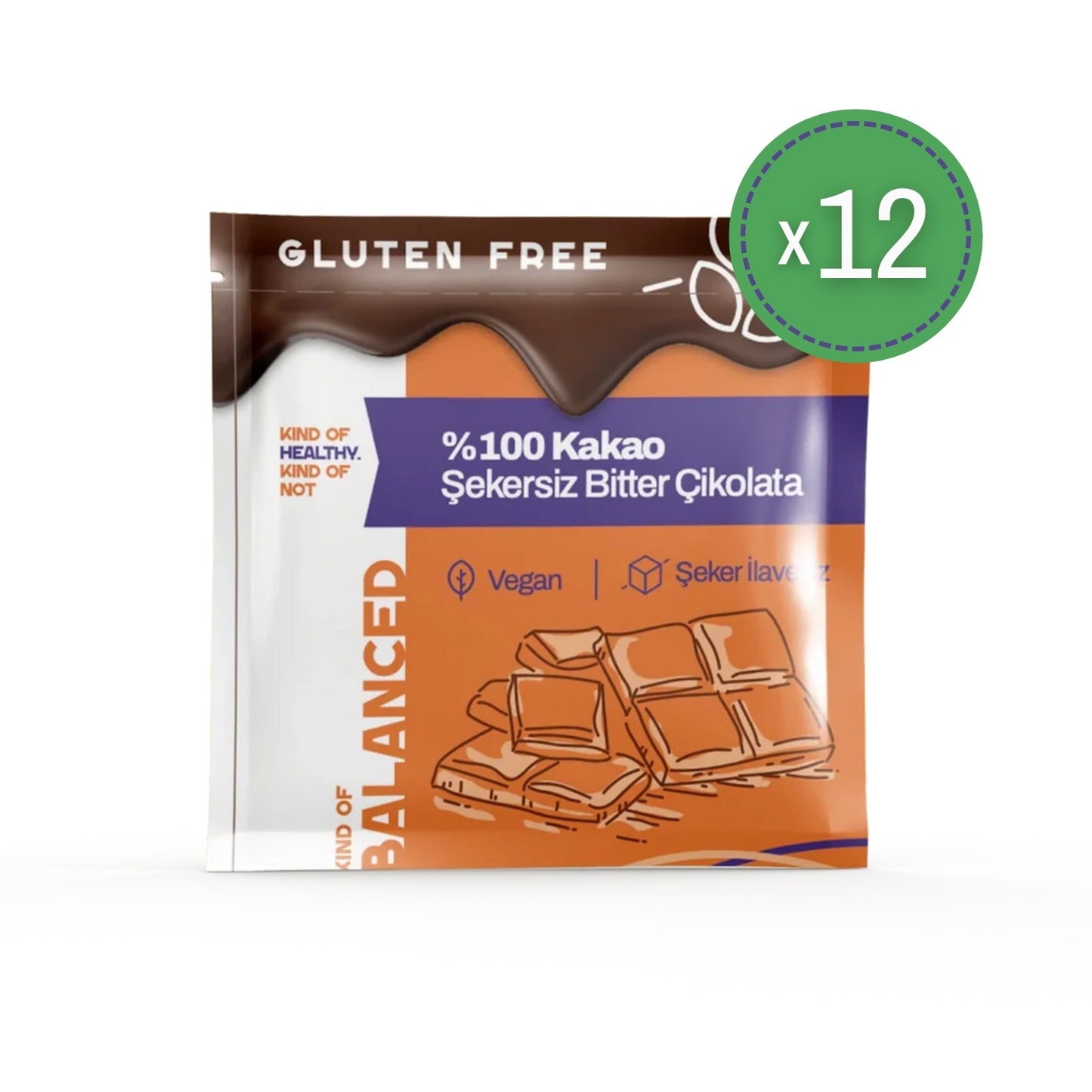 %100 Kakao Şekersiz Bitter Çikolata 40 Gr