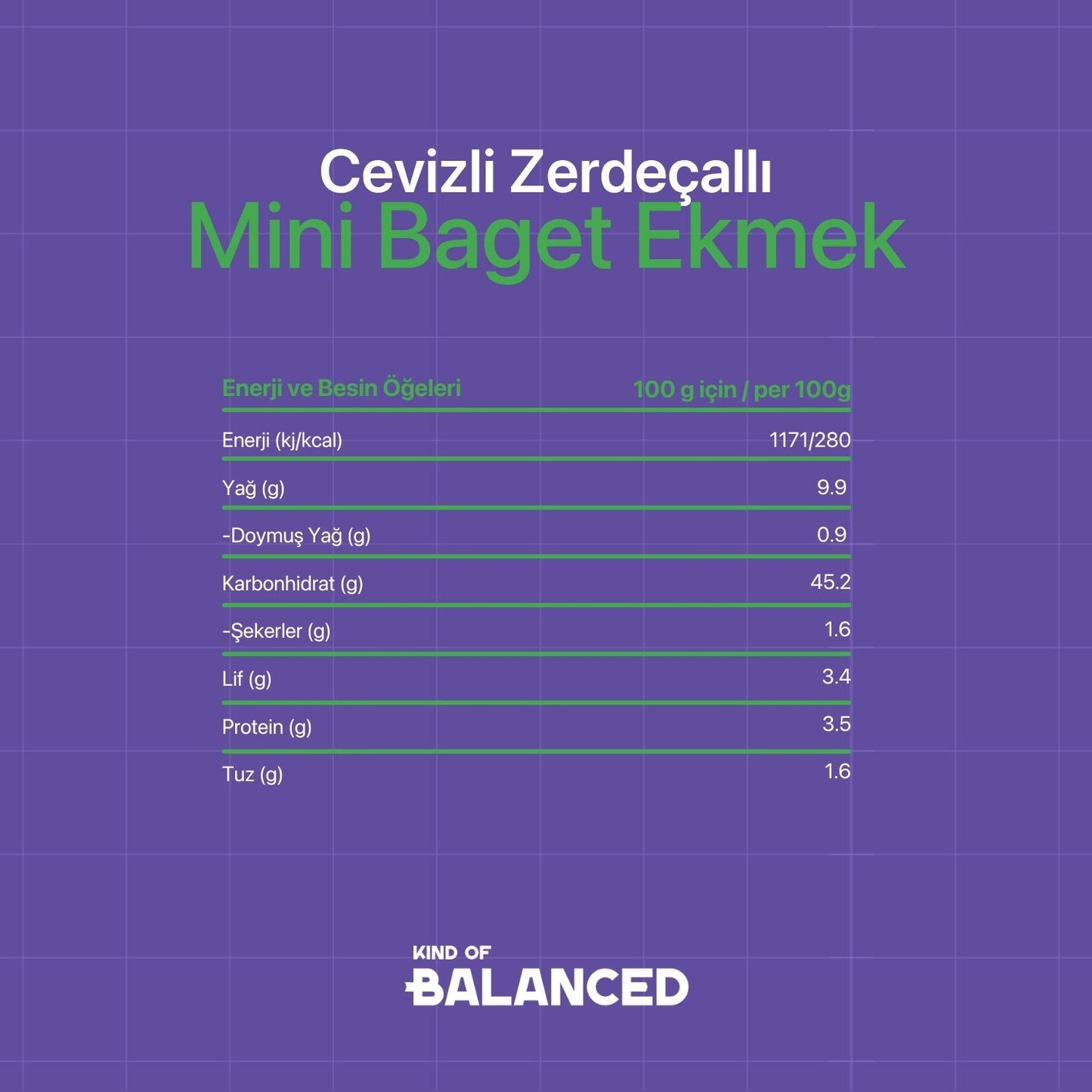 Glütensiz Cevizli Zerdeçallı Mini Baget Ekmek 5 Adet x 60 Gr