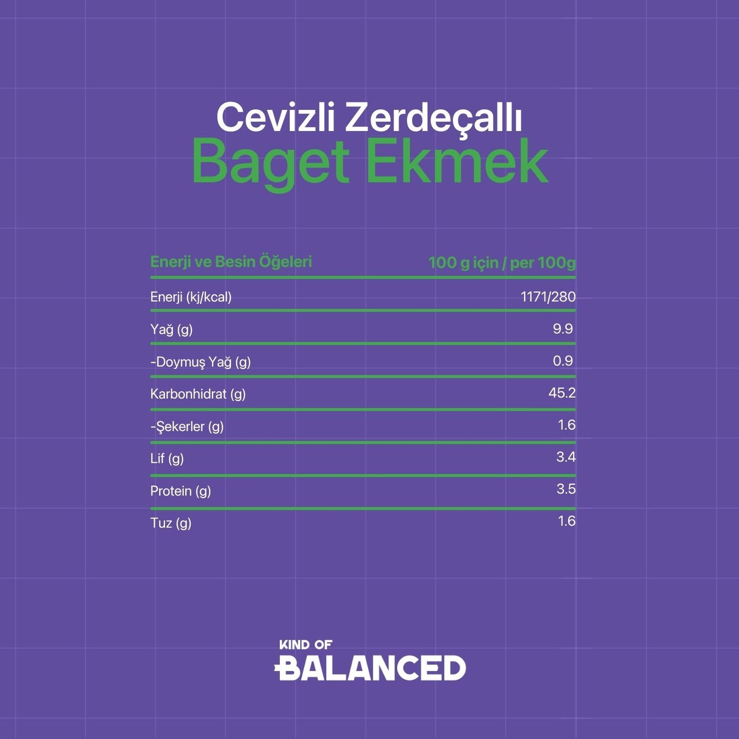 Glütensiz Cevizli Zerdeçallı Baget Ekmek 2 Adet x 150 Gr