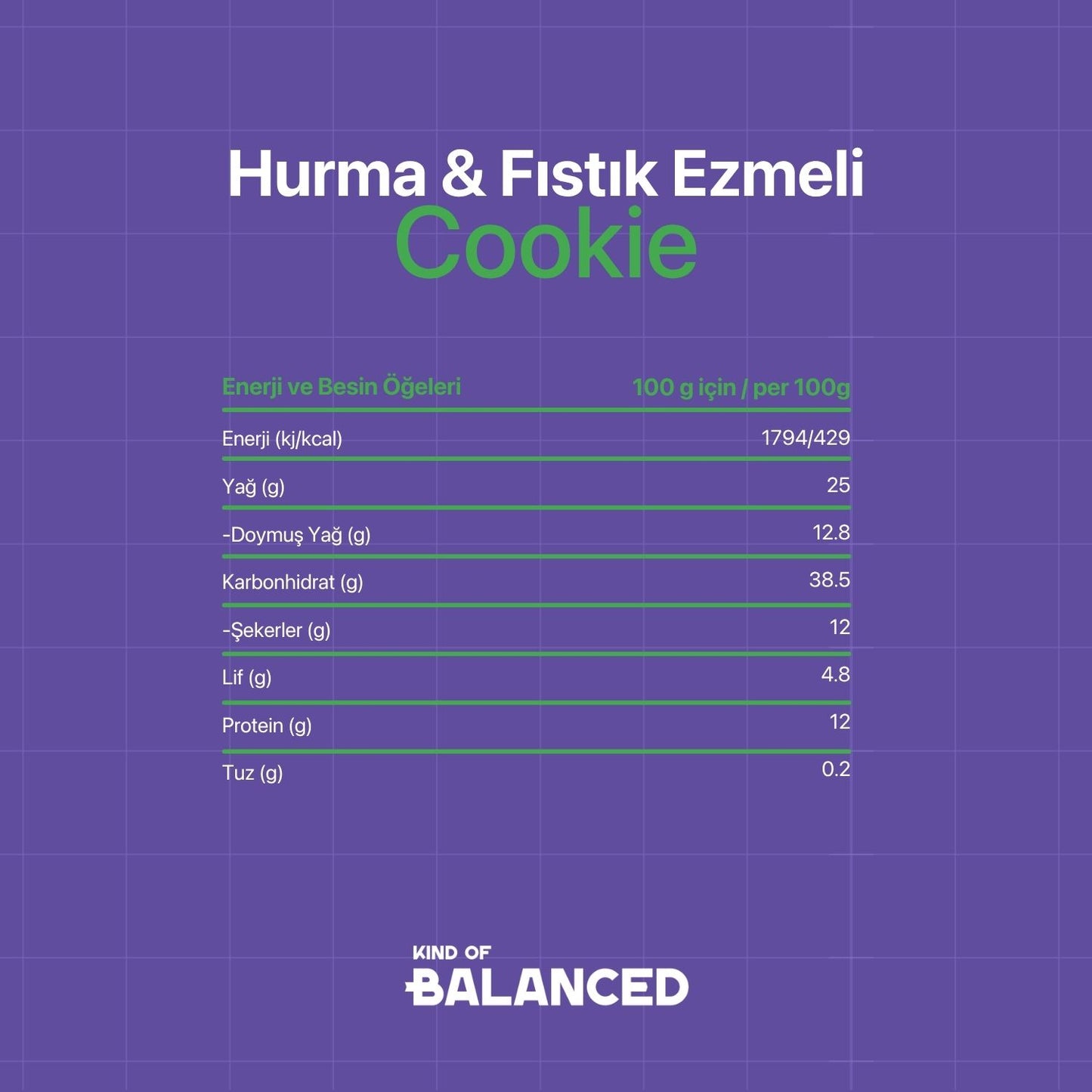 Glütensiz Hurma & Fıstık Ezmeli Cookie 60 Gr