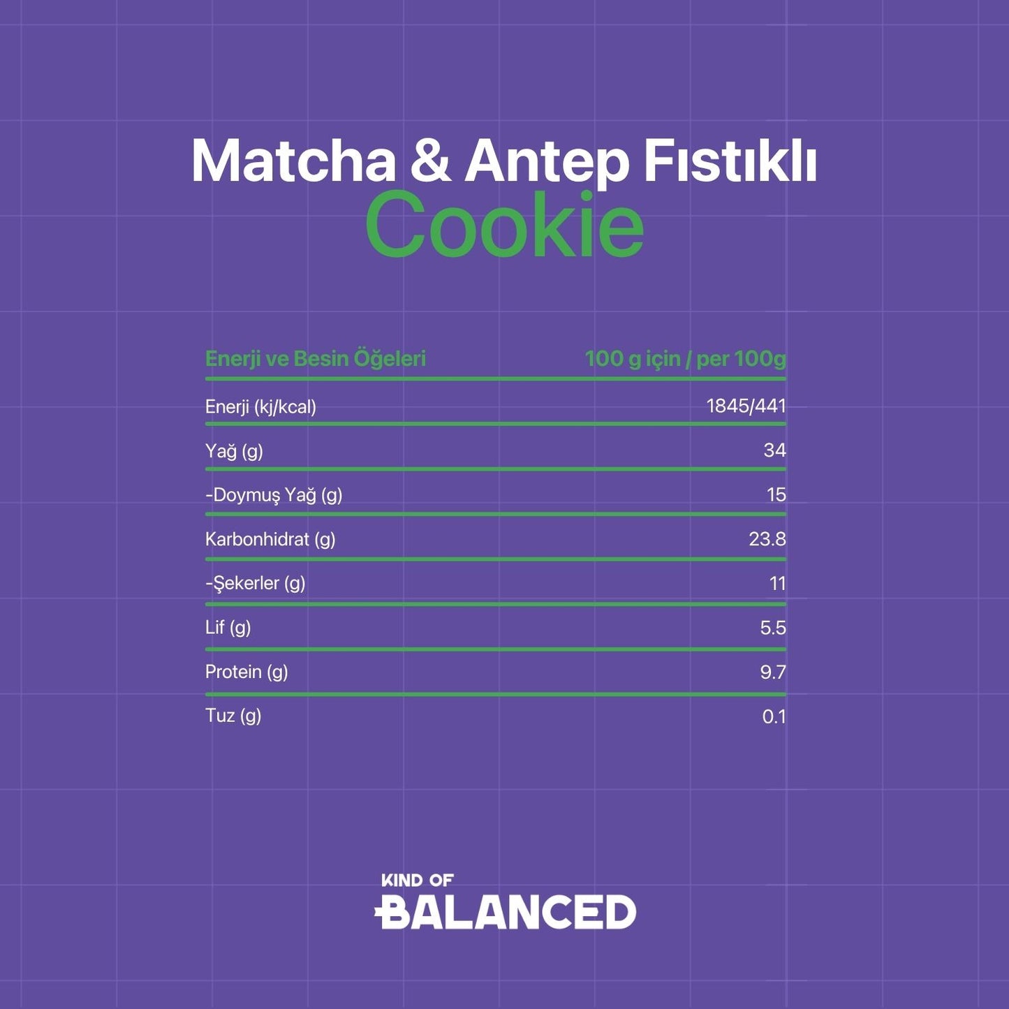 Glütensiz Matcha & Antep Fıstıklı Cookie 60 gr