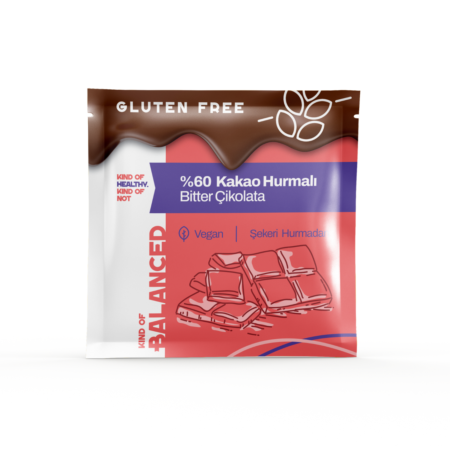 %60 Kakao Hurmalı Glütensiz Bitter Çikolata 40 Gr