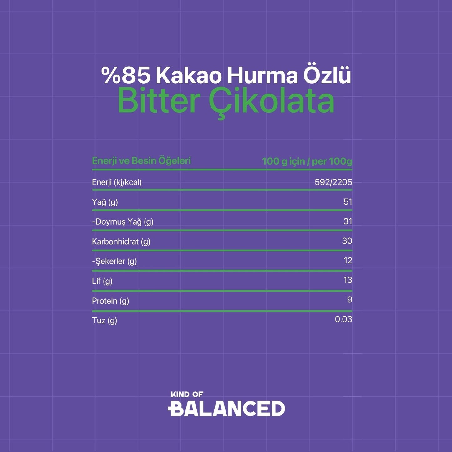 %85 Kakao Hurma Özlü Glütensiz Bitter Çikolata 40 Gr