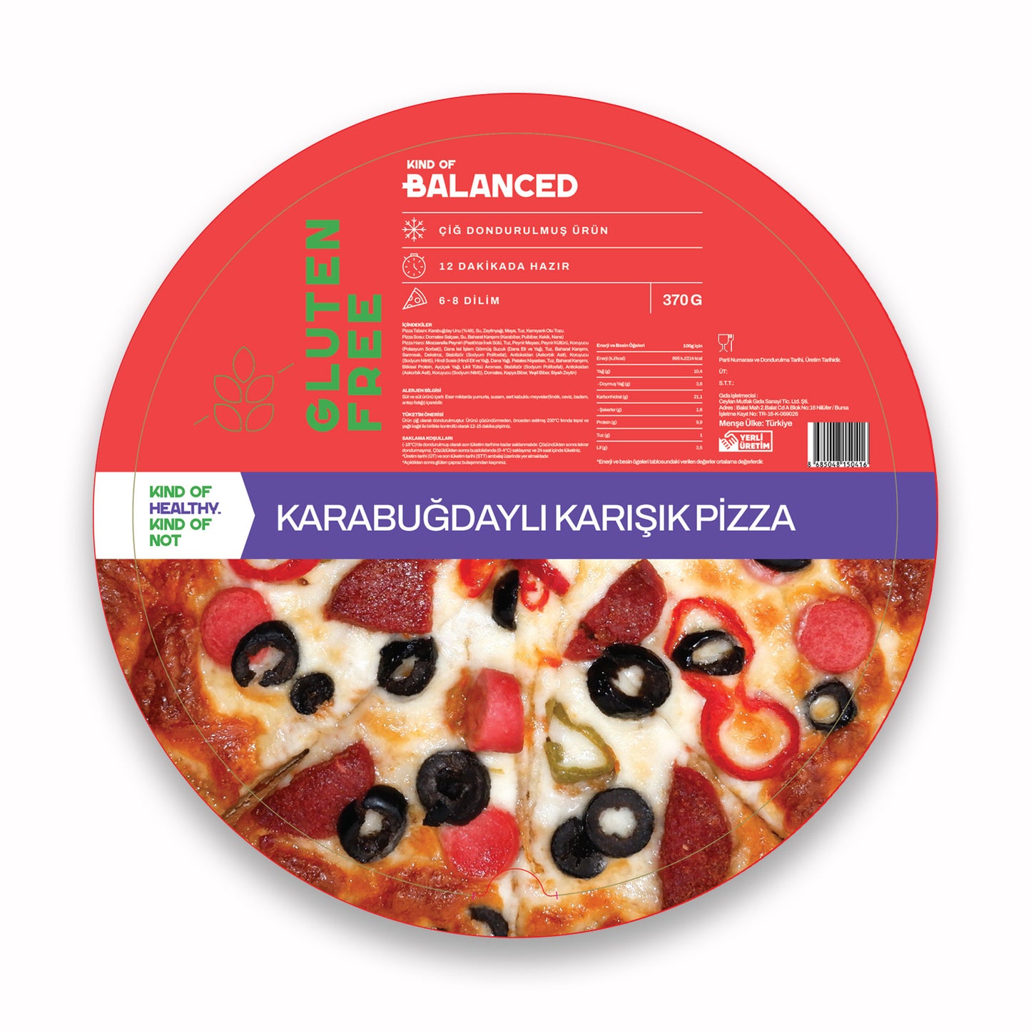 Glütensiz Karabuğdaylı Karışık Pizza 370 Gr