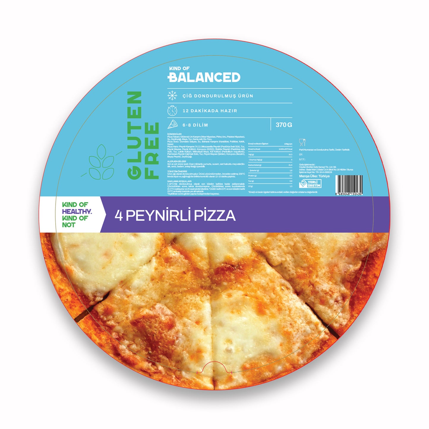Glütensiz 4 Peynir Pizza 370 Gr