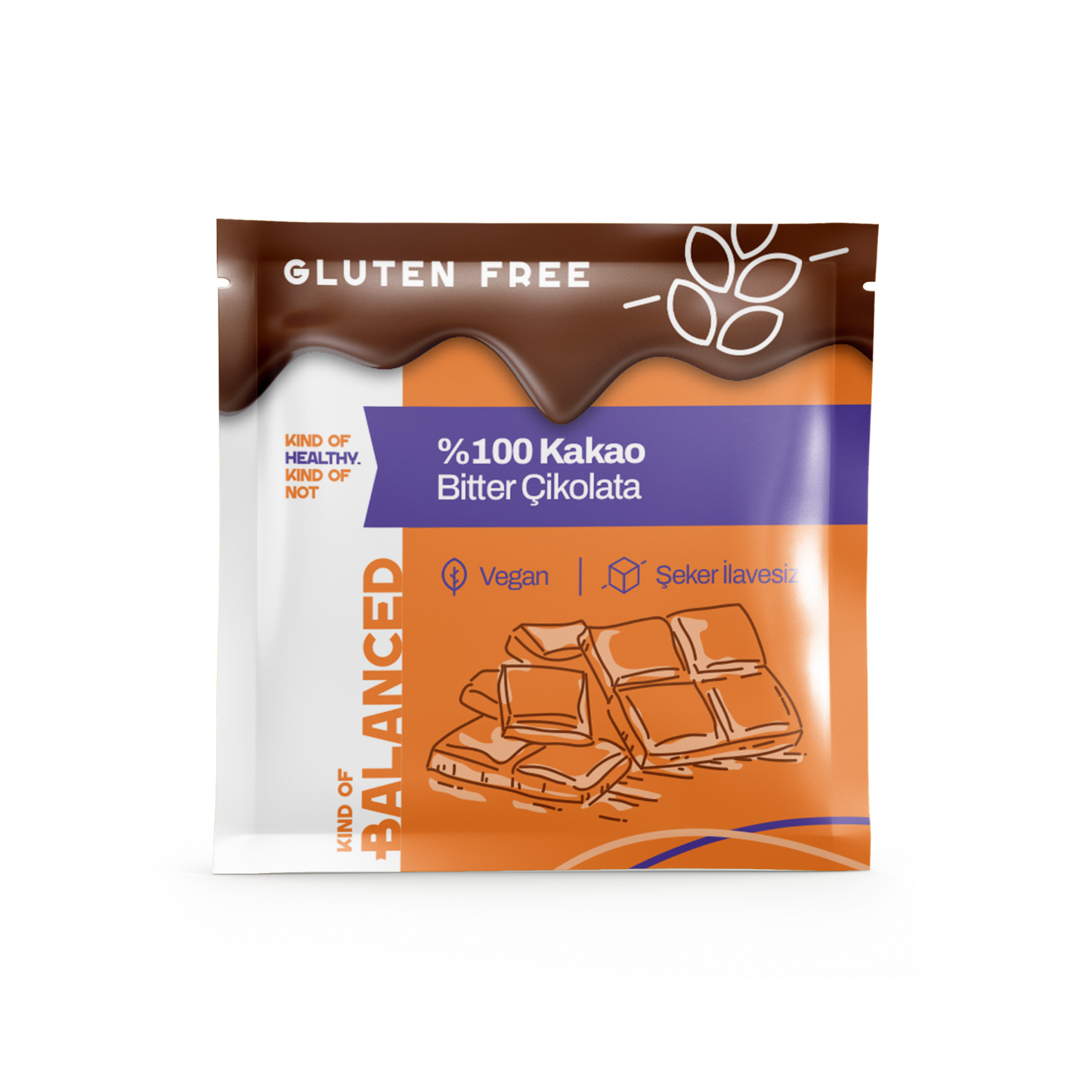 %100 Kakao Şekersiz Bitter Çikolata 40 Gr