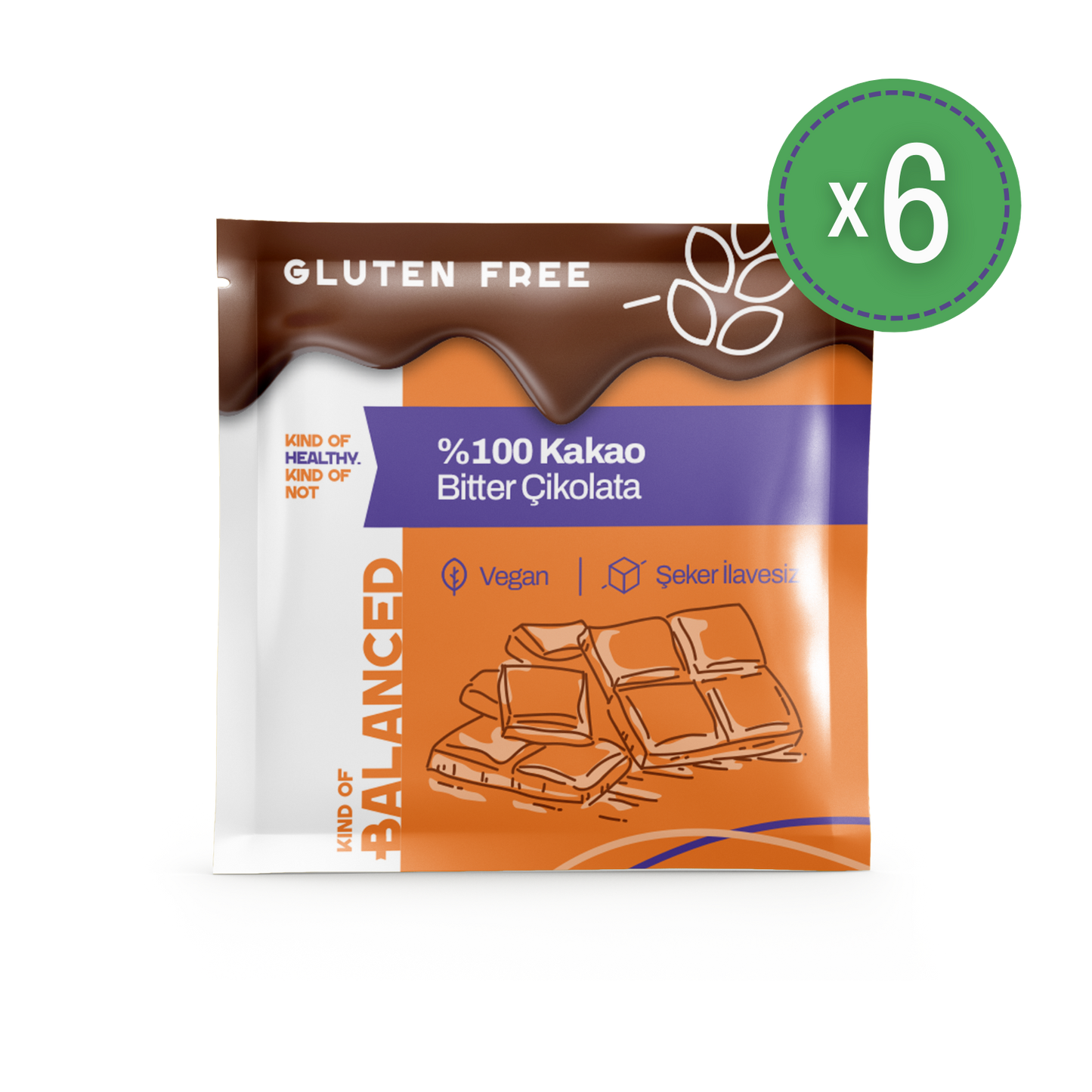 %100 Kakao Şekersiz Bitter Çikolata 40 Gr