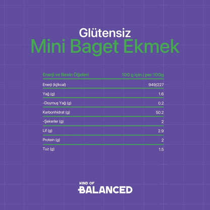 Glütensiz Mini Baget Ekmek 5 Adet x 60 Gr