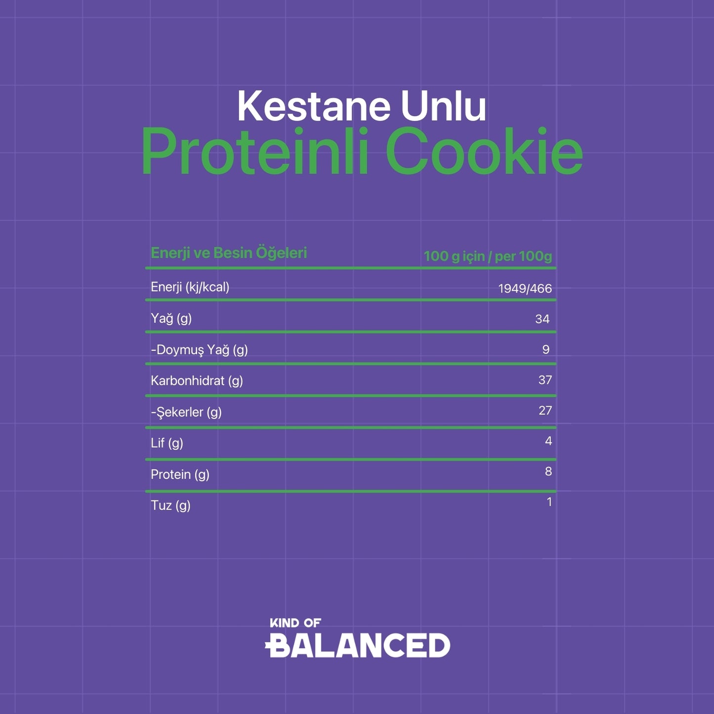 Glütensiz Kestane Unlu Proteinli Cookie 60 Gr