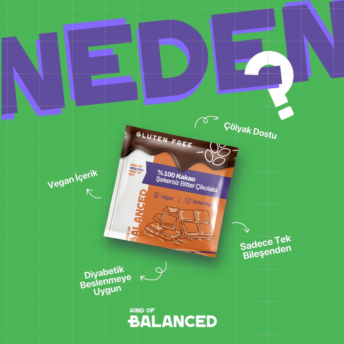 %100 Kakao Şekersiz Bitter Çikolata 40 Gr