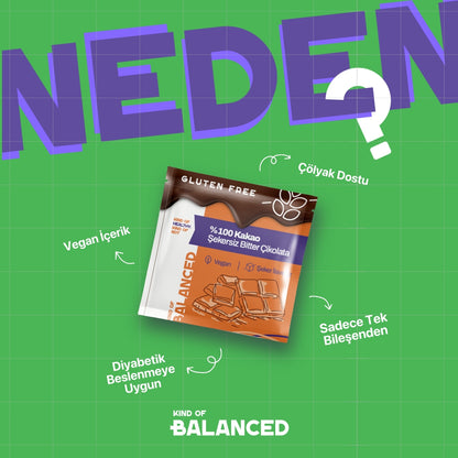 %100 Kakao Şekersiz Bitter Çikolata 40 Gr