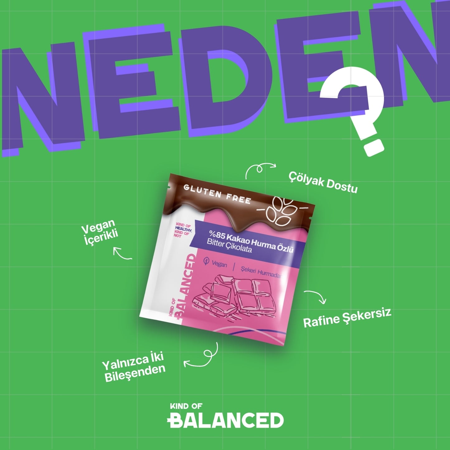 %85 Kakao Hurma Özlü Bitter Çikolata 40 Gr