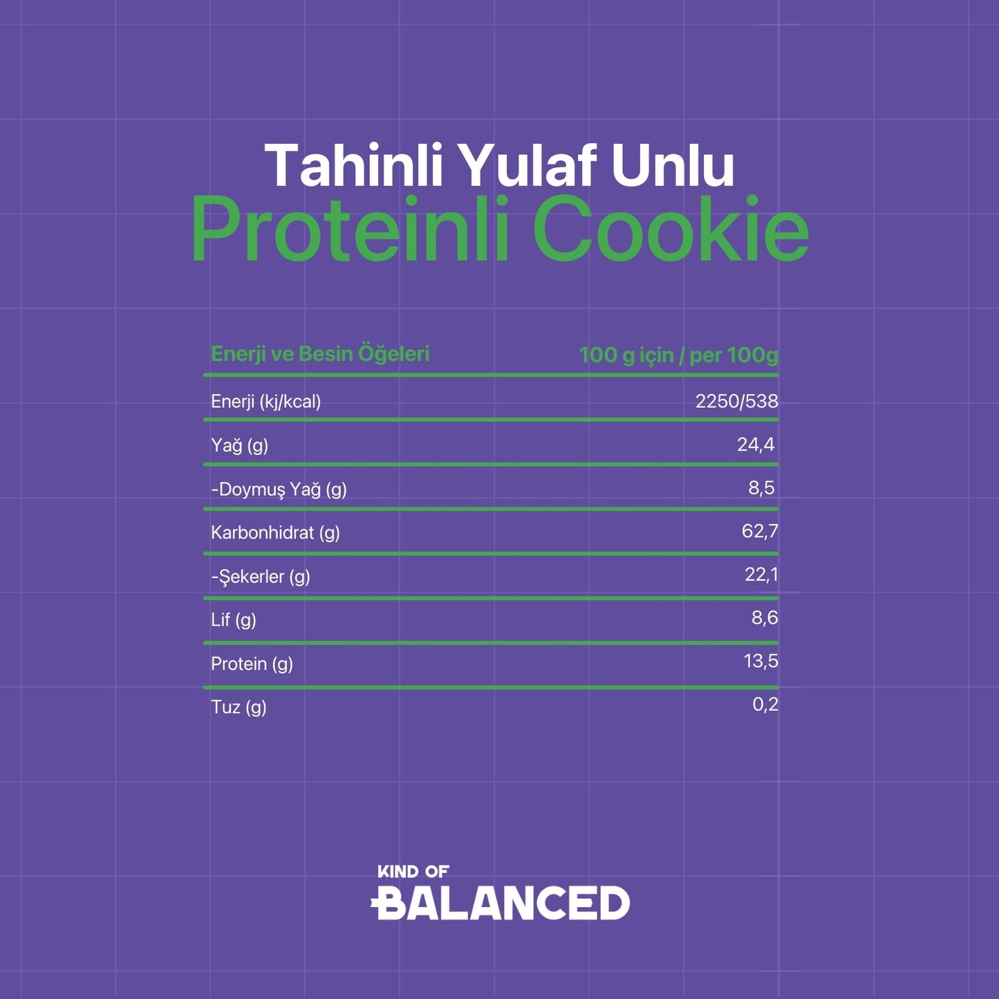 Glütensiz Tahinli Yulaf Unlu Proteinli Cookie 60 Gr