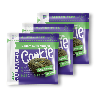 Glütensiz Badem Sütlü Matcha Proteinli Cookie 60 gr