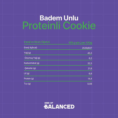 Glütensiz Badem Unlu Proteinli Cookie 60 Gr
