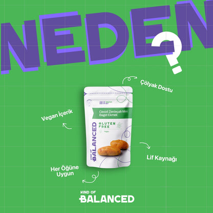 Glütensiz Cevizli Zerdeçallı Mini Baget Ekmek 5 Adet x 60 Gr