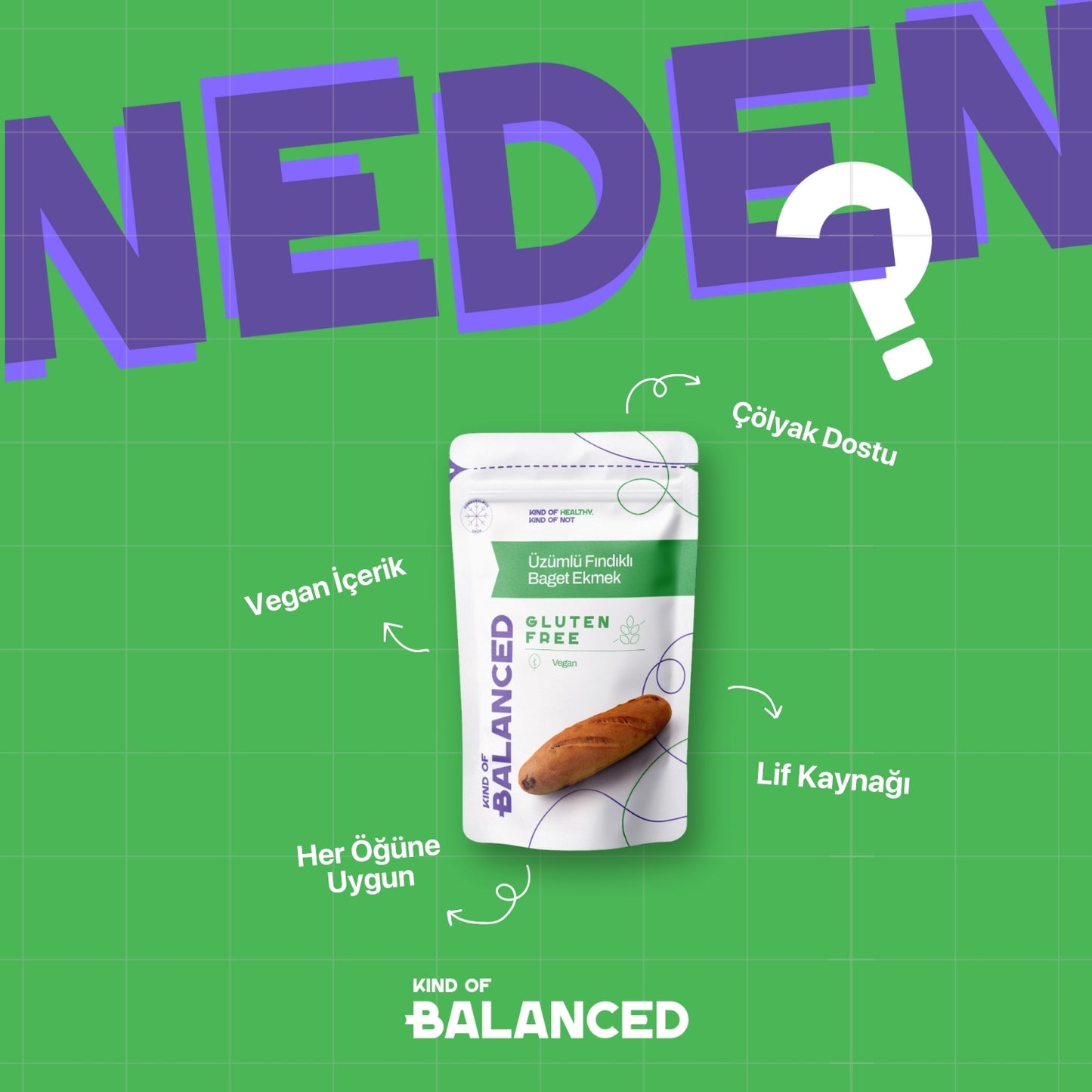 Glütensiz Üzümlü Fındıklı Baget Ekmek 2 Adet x 150 Gr