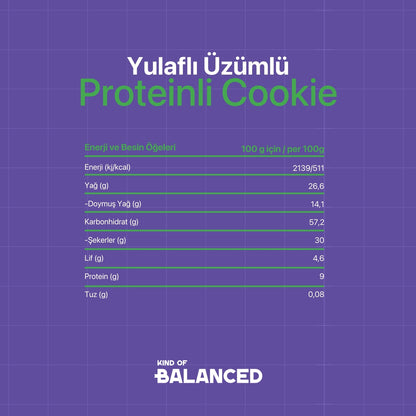 Glütensiz Yulaflı Üzümlü Proteinli Cookie 60 gr