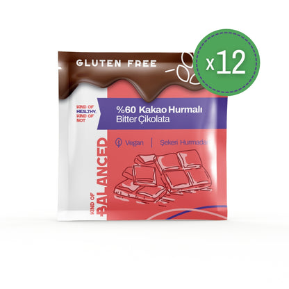 %60 Kakao Hurmalı Bitter Çikolata Şeker İlavesiz 40 Gr