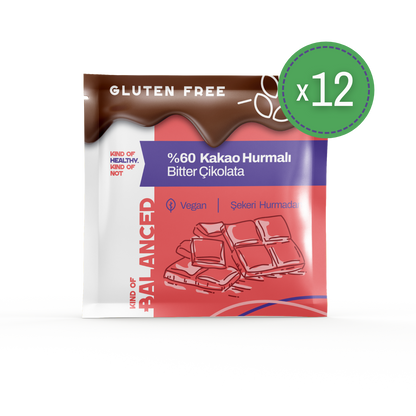 %60 Kakao Hurmalı Bitter Çikolata Şeker İlavesiz 40 Gr