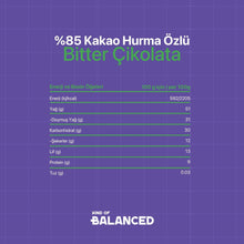 %85 Kakao Hurma Özlü Glütensiz Bitter Çikolata 40 Gr