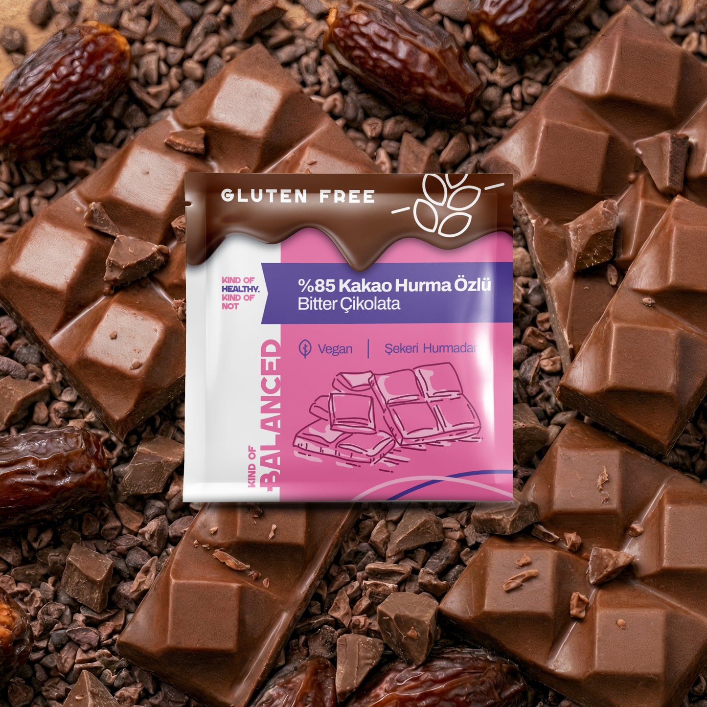 %85 Kakao Hurma Özlü Bitter Çikolata 40 Gr