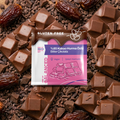 %85 Kakao Hurma Özlü Bitter Çikolata 40 Gr