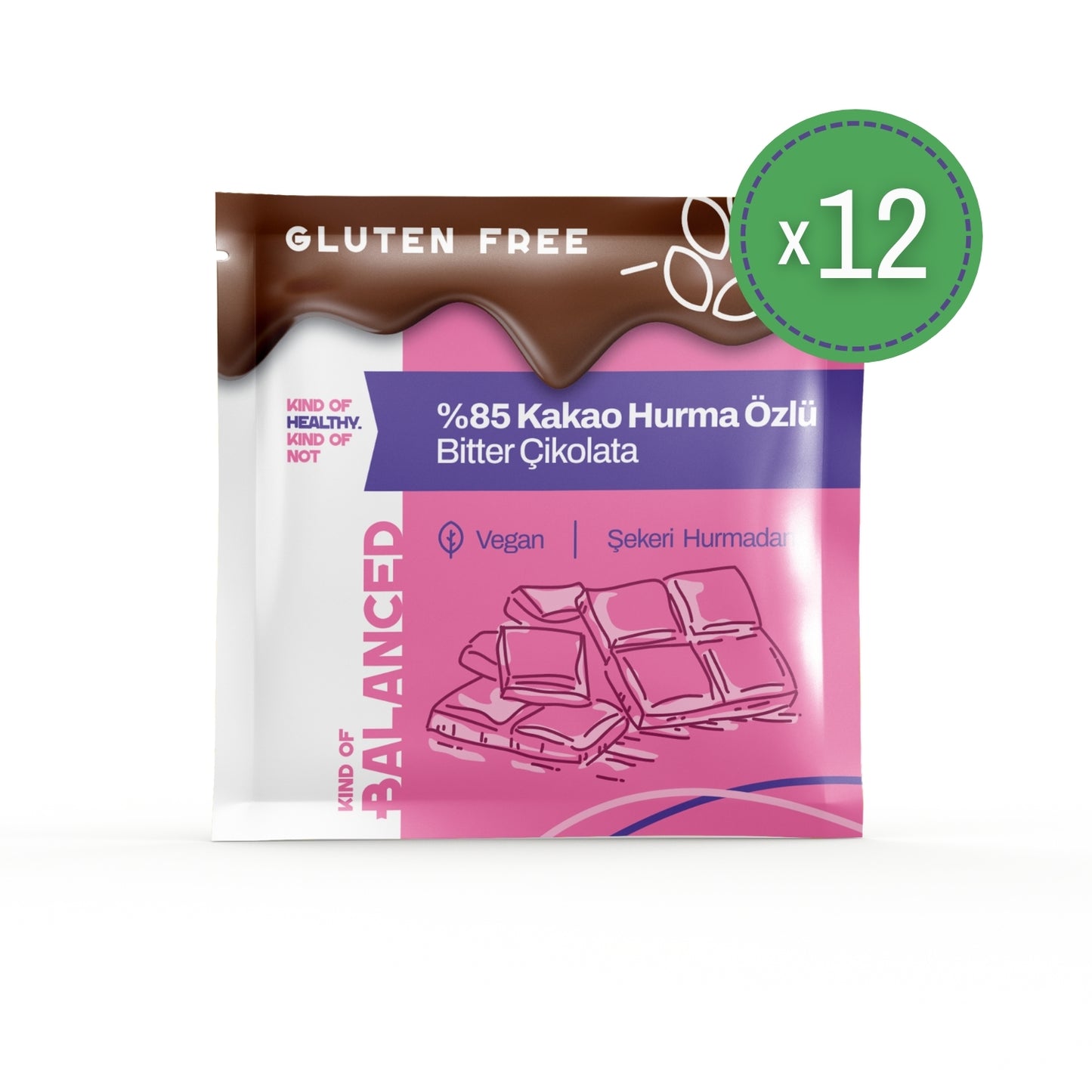 %85 Kakao Hurma Özlü Bitter Çikolata 40 Gr