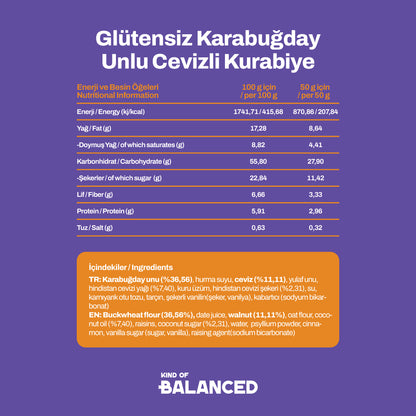 Glütensiz Karabuğday Unlu Cevizli Cookie 50 Gr