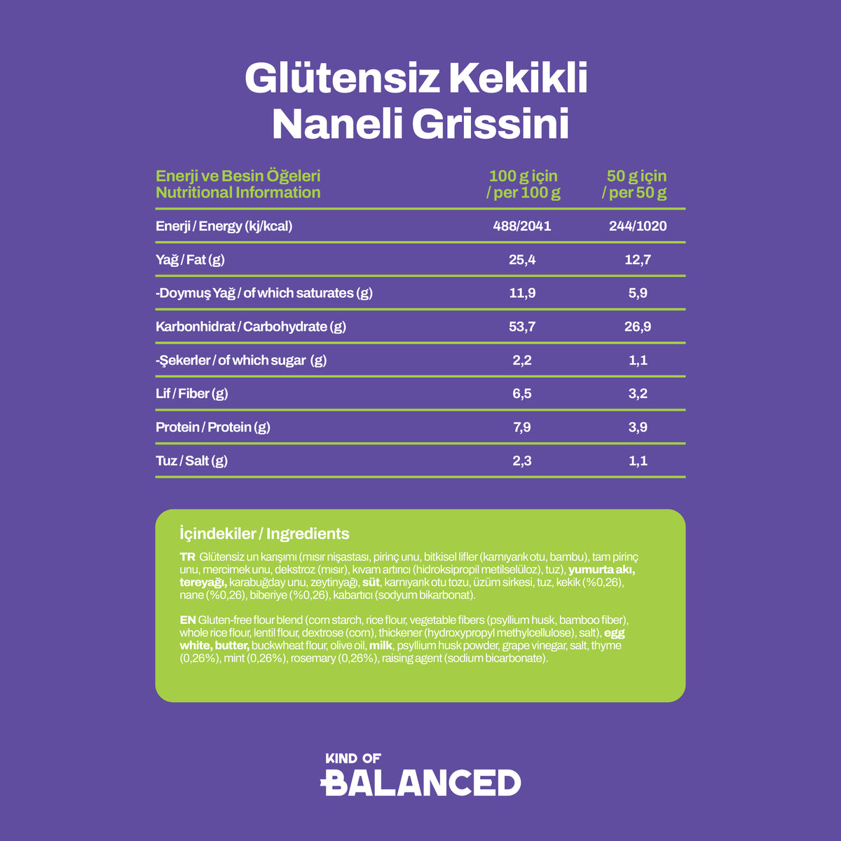 Glütensiz Akdeniz Otlu Grissini 50 Gr