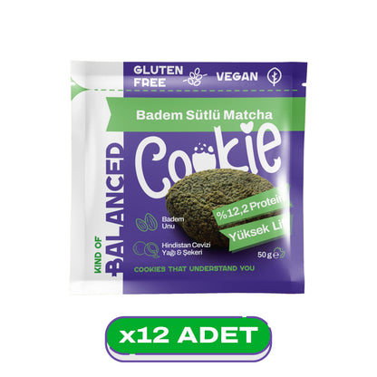 Glütensiz Badem Sütlü Matcha Proteinli Cookie 50 gr
