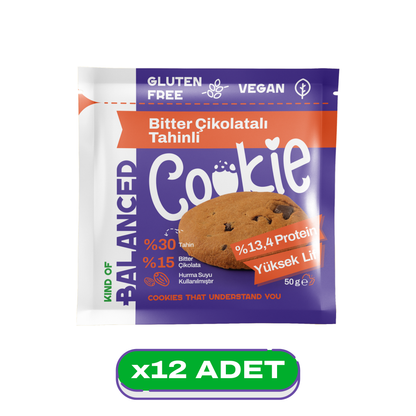 Glütensiz Bitter Çikolatalı Tahinli Proteinli Cookie 50 Gr