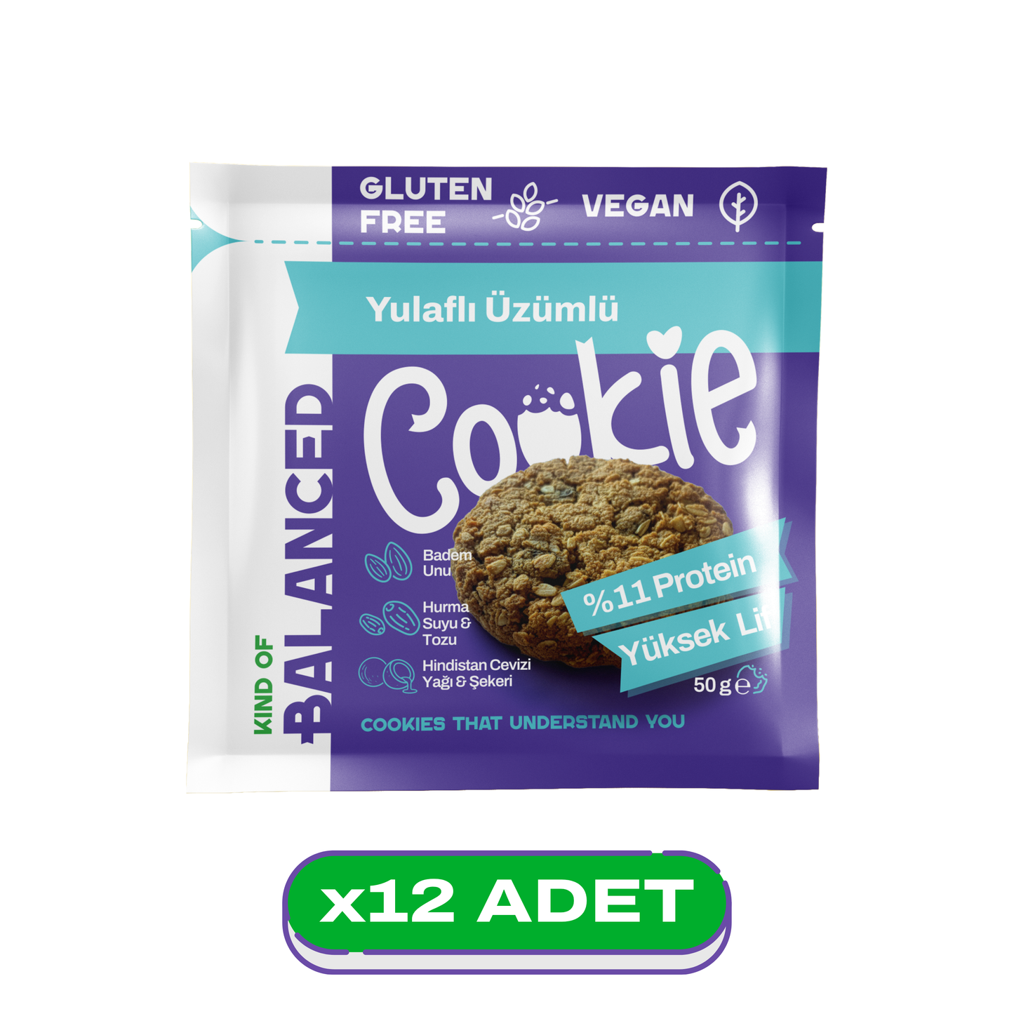 Glütensiz Yulaflı Üzümlü Proteinli Cookie 50 gr