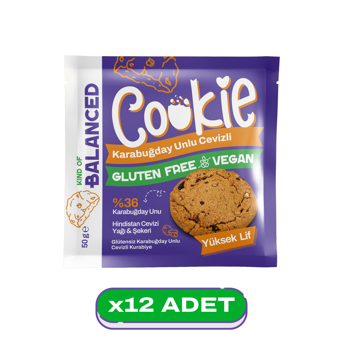 Glütensiz Karabuğday Unlu Cevizli Cookie 50 Gr