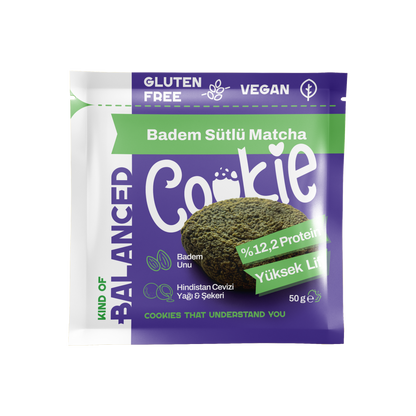 Glütensiz Badem Sütlü Matcha Proteinli Cookie 50 gr