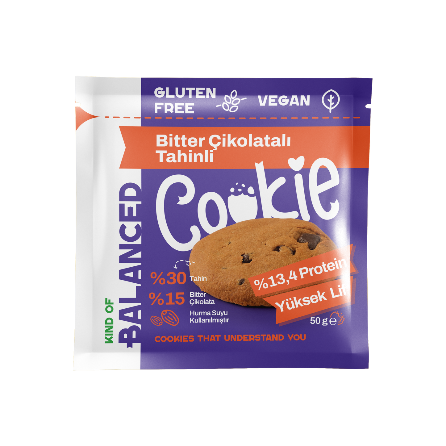Glütensiz Bitter Çikolatalı Tahinli Proteinli Cookie 50 Gr