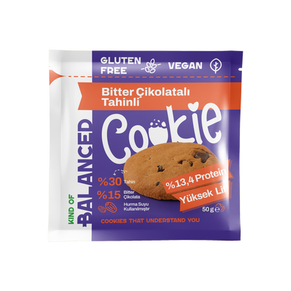 Glütensiz Bitter Çikolatalı Tahinli Proteinli Cookie 50 Gr