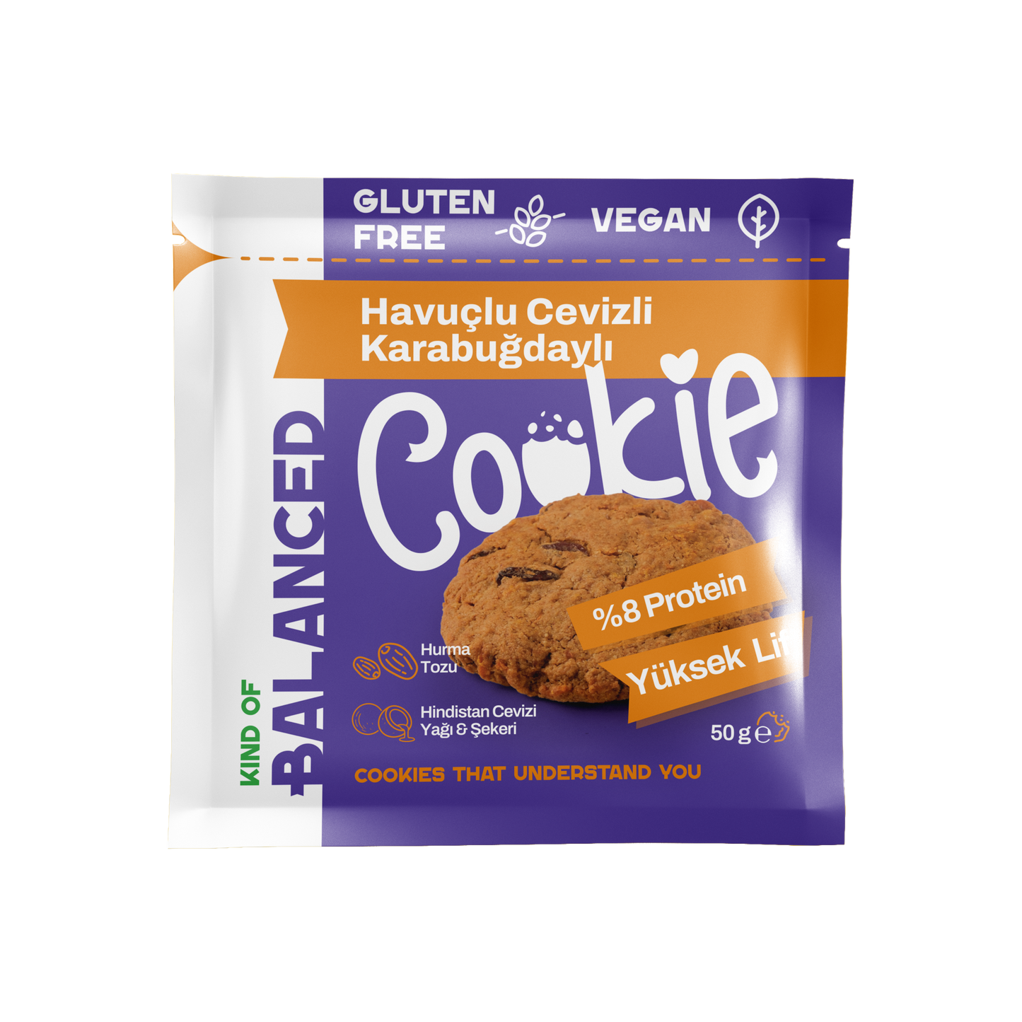 Glütensiz Havuçlu Cevizli Karabuğdaylı Proteinli Cookie 50 Gr