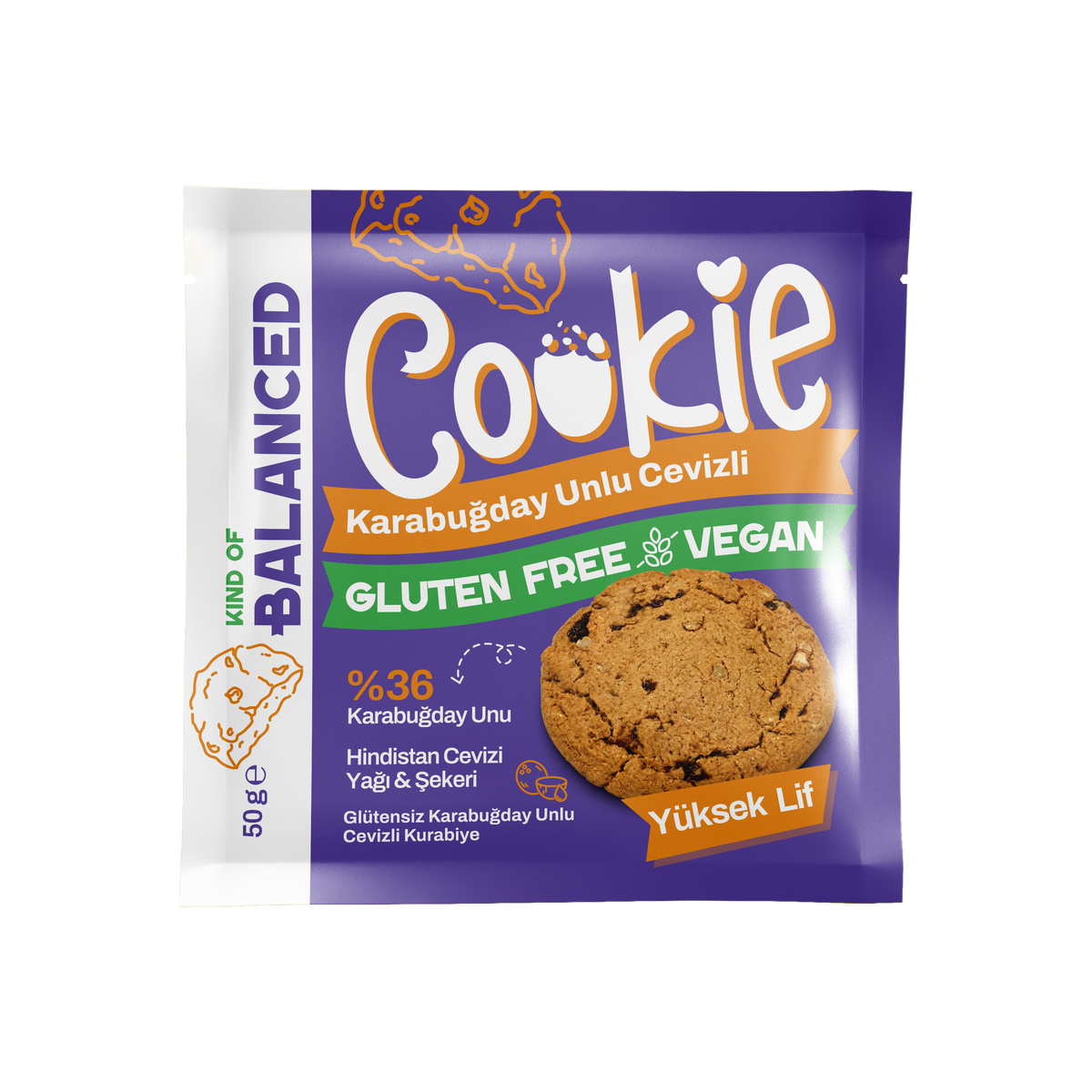 Glütensiz Karabuğday Unlu Cevizli Cookie 50 Gr